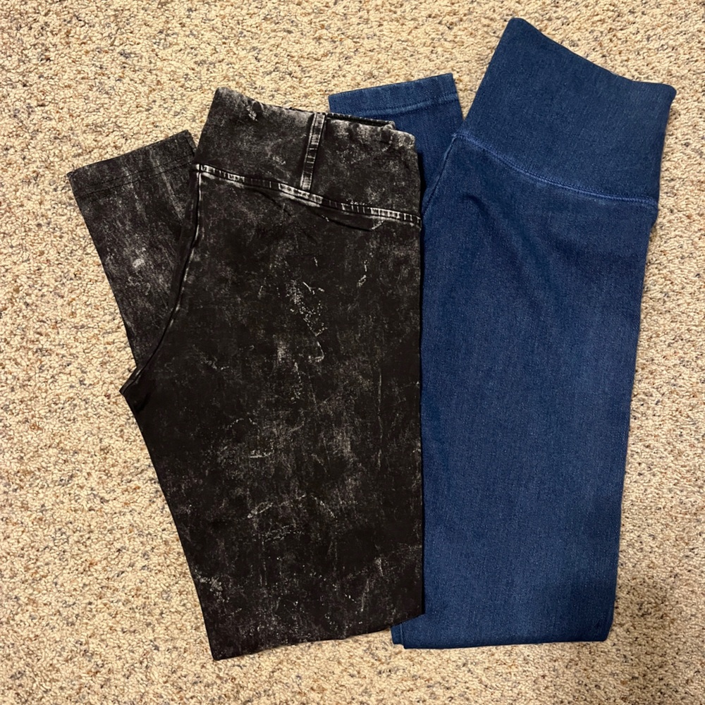 TNA Black Leggings & Classic Denim Look